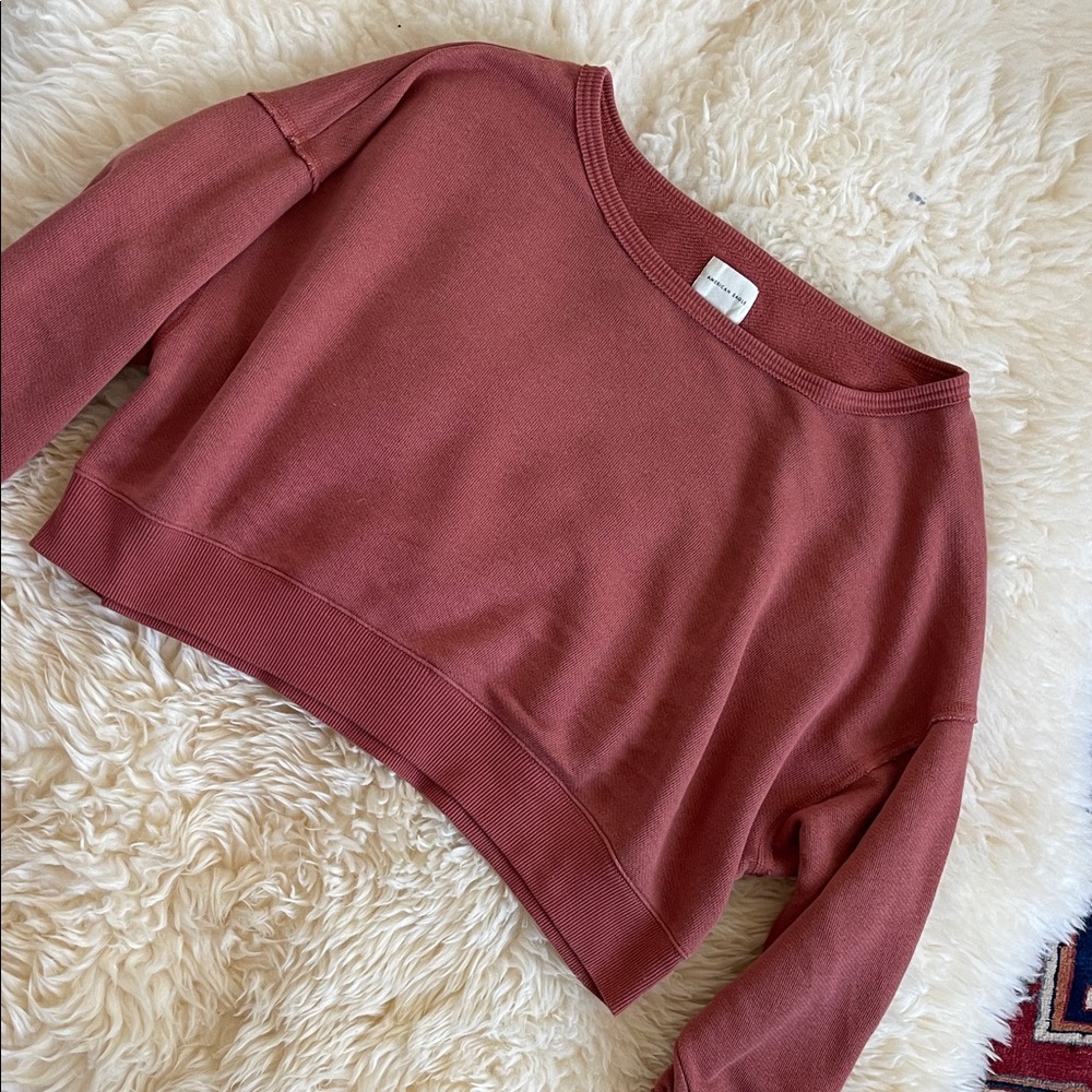 Women's American Eagle Cropped Sweater - Rust